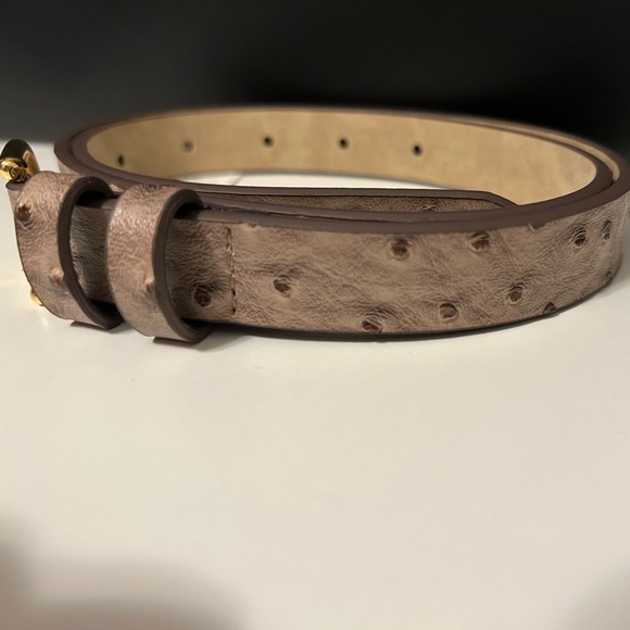 NWT Banana Republic Women's Ostrich Synthetic Leather Belt, XS, Gold Buckle - Picture 4 of 11